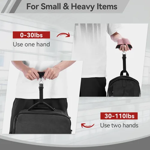 Vista 4 de Dr.meter - Báscula de equipaje con retroiluminación LCD PS02 de 110 libras110.2 lbs, equilibrio electrónico, accesorios de viaje postales digitales