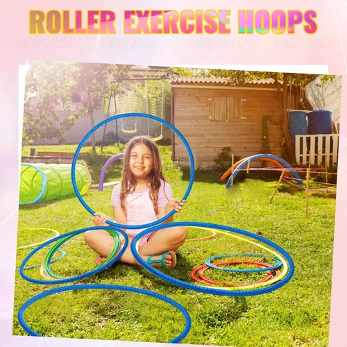Vista 6 de 8 aros de juguete para niños, aro de plástico desmontable ajustable para juguete, círculos de aro de ejercicio de colores para adolescentes