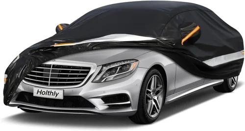 Vista 31 de Funda impermeable de 10 capas para auto sedán, para todo tipo de clima, 100% impermeable, protección contra el polvo, la lluvia, la nieve