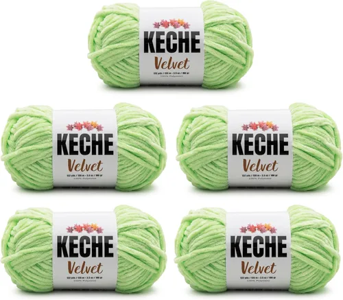 Vista 35 de Keche Hilo de terciopelo para ganchillo, manta de felpilla suave, voluminosa, hilo amigurumi, 3.53 oz (132 yardas), color azul bebé