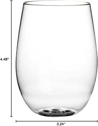 Vista 10 de Restaurantware Bev Tek - Copas de vino reutilizables de 3.2 x 3.2 x 4.5 pulgadas, 10 copas de vino duraderas para fiestas, inastillables, ligeras