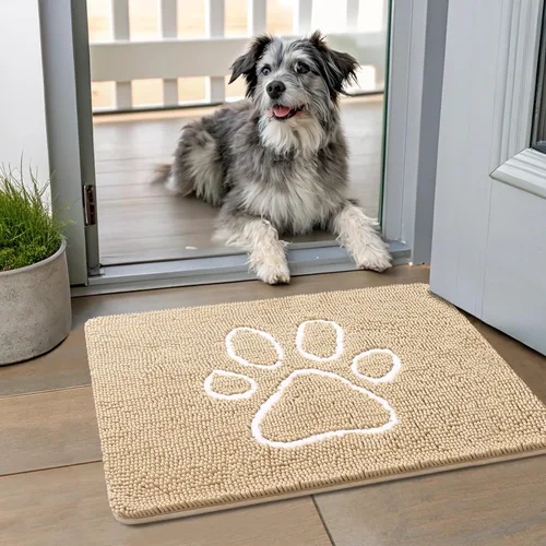 Vista 204 de Smiry Tapete para puerta de perro para patas fangosas, absorbente que atrapa la suciedad, antideslizante, de secado rápido, lavable, tapete