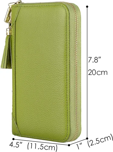 Vista 5 de Easyoulife - Monedero de cuero con cremallera, billetera portatarjetas para mujer, bloqueo RFID