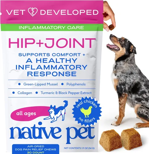 Native Pet Alivio del Dolor para Perros - Colágeno para Perros Promueve la Salud Articular, Reduce la Inflamación y Rigidez - Suplemento Articular