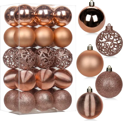 Vista 28 de 30 piezas de adornos de bola de árbol de Navidad irrompibles negros para decoración navideña