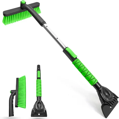 Vista 11 de SEAAES Rascador de hielo con cepillo de nieve para parabrisas de automóvil, cepillo de nieve extensible mejorado con agarre de espuma para ventanas