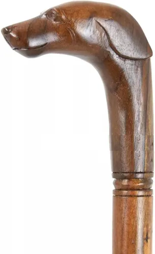 Vista 2 de Bastón de madera tallada con cabeza de perro, bastón tallado de madera de primera calidad, mango para caminar, bastón tallado hermoso mango