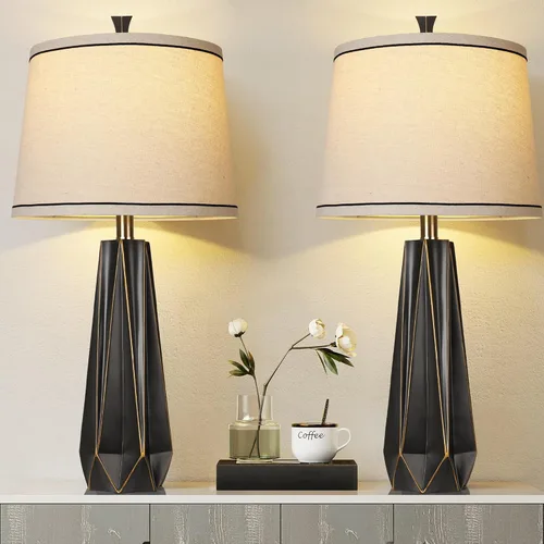 Vista 9 de WIHTU Juego de 2 lámparas de mesa de 3 temperaturas de color, lámpara de mesa moderna de 27'' gris para sala de estar, lámpara de mesita