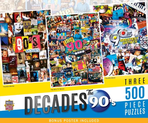 Vista 3 de Rompecabezas de 500 piezas de 500 piezas de los años 80 con obras de arte vibrantes y piezas duraderas, divertida actividad familiar, desafío