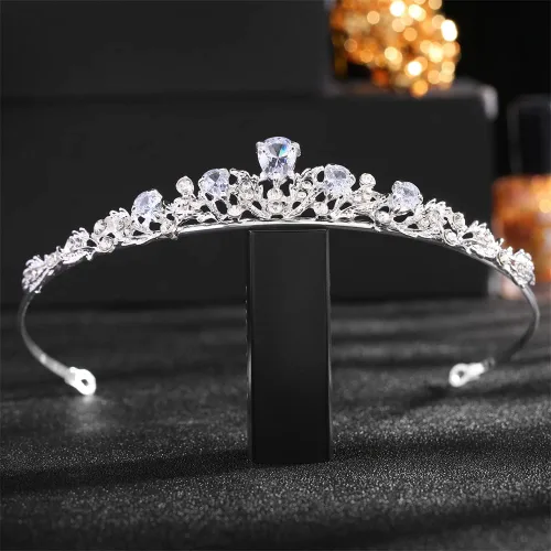 Vista 5 de Corona de tiara de cristal para mujer, adornos para el cabello de novia, para cumpleaños, concursos de boda, graduación, accesorios para el cabello