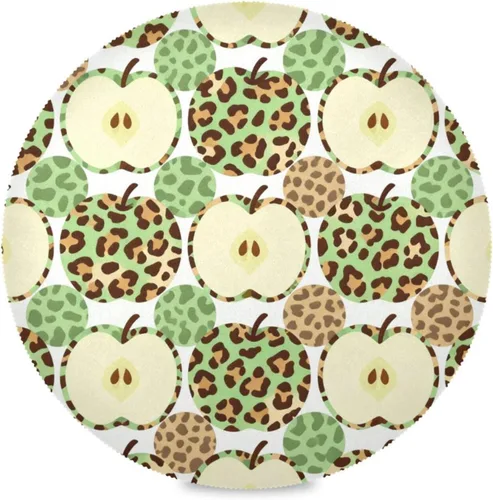 Green Leopard Fruits Table placemats Round Spring placemats for Dining Table Set of 4 15x15 in individuales para comedor