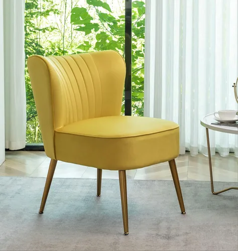 Vista 21 de Silla moderna de terciopelo para sala de estar, dormitorio o entrada, diseño elegante y cómodo sin brazos con patas de metal, color negro