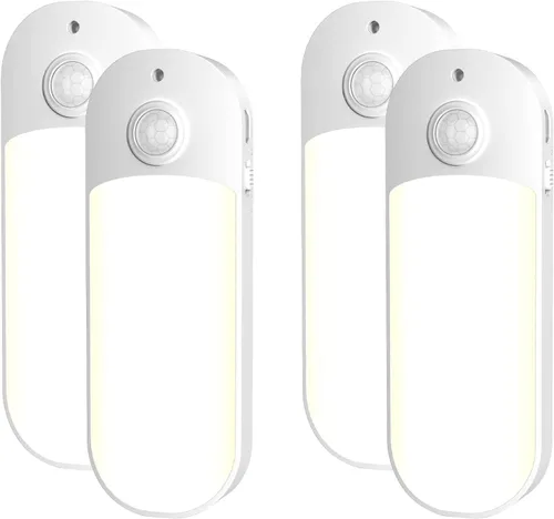 Luz nocturna LED con sensor de movimiento, lámpara de armario recargable por USB con tiras magnéticas para dormitorio, armario, armario, pasillo,