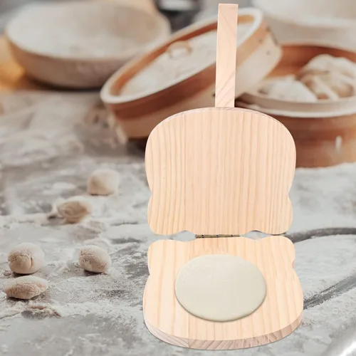 Vista 9 de Yardwe Dough Presser Dumpling Maker Press Wooden Plate Long Handle Secure Grip Ideal for Home Commercial Use Random