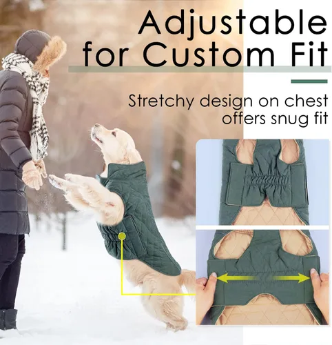Vista 5 de ThinkPet - Abrigos para perros para clima frío, chaqueta de invierno reversible resistente al viento, abrigo grueso acolchado y cálido, chaleco