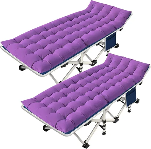 Vista 13 de Paquete de 2 catres de camping con colchón, cama cómoda, catre plegable, catres resistentes para dormir con bolsa de transporte para adultos