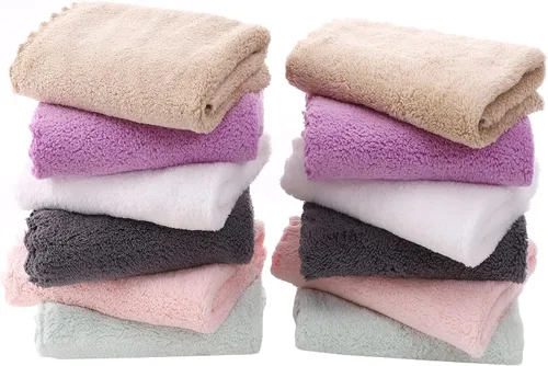 Vista 49 de TENSTARS Juego de 12 paños de alta calidad, secado rápido, terciopelo coral de microfibra suave, altamente absorbente, uso multiusos como baño, spa