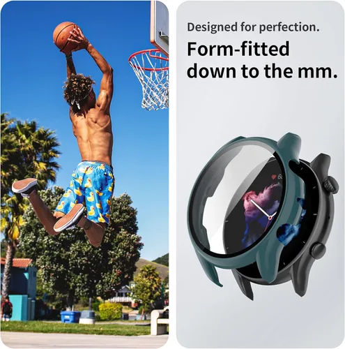 Vista 7 de Funda compatible con Amazfit GTR 3 Pro/GTR 3 Protector de pantalla de vidrio templado, carcasa de policarbonato duro, cubierta completa, carcasa