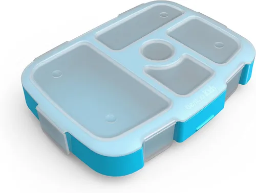 Vista 6 de Bentgo Kids Brights - Bandeja (aqua) con tapa transparente, reutilizable, sin BPA, recipiente de 5 compartimentos para la preparación de comidas