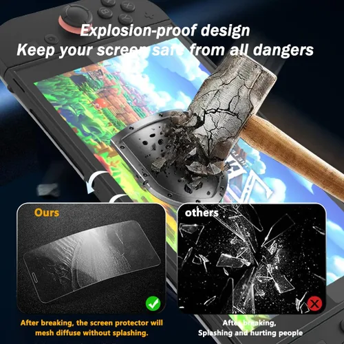 Vista 5 de 1 protector de pantalla de vidrio templado compatible con Nintendo Switch 2, dureza 9H, arañazos, película transparente HD, fácil de instalar