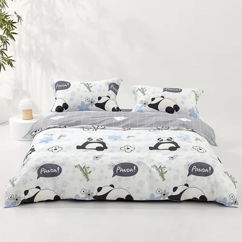 Vista 16 de SAPHREAS Juego de funda de edredón de algodón, tamaño King, a cuadros color gris oscuro y gris, geométrico, 3 piezas, 1 funda de edredón y 2 fundas