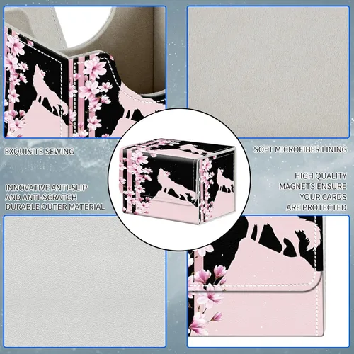 Vista 6 de MTG Commander - Caja de cartas intercambiables, más de 100 tarjetas con funda con funda de piel sintética, caja de almacenamiento de tarjetas