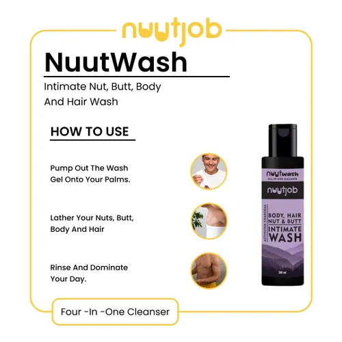 Vista 5 de Wash - Lavado íntimo todo en uno de carbón activado, 6.7 onzas líquidas, lavado íntimo de nueces, glúteos, cuerpo y cabello, desodorante de bola