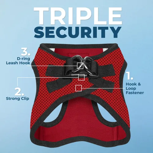 Vista 2 de Best Pet Supplies - Arnés de malla para todo tipo de clima, reflectante, antitirones, para perros y gatos pequeños y medianos, con velcro, hebilla
