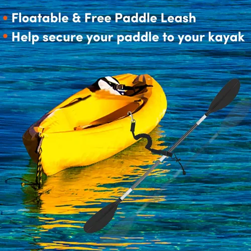 Vista 4 de Remo de kayak, 88 pulgadas, 4 piezas de remos para kayak, flotador de eje de aleación de aluminio resistente, ligero, desmontable, ajustable