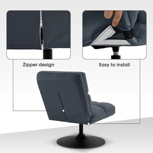 Vista 7 de MCombo Sillas decorativas giratorias, silla tapizada sin brazos con costuras sin botones, modernas sillas de ocio para sala de estar, dormitorio