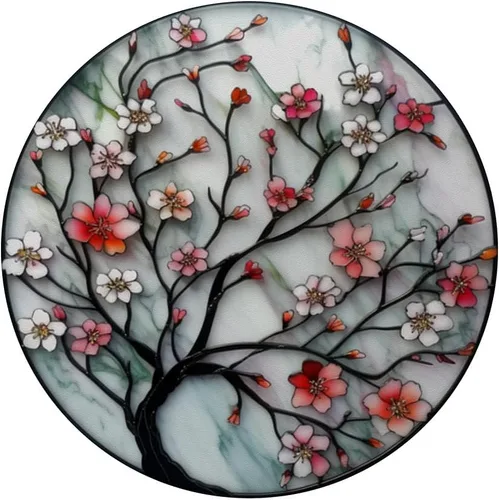 Vista 3 de vidrieras de color agua flores de cerezo PopSockets Standard PopGrip