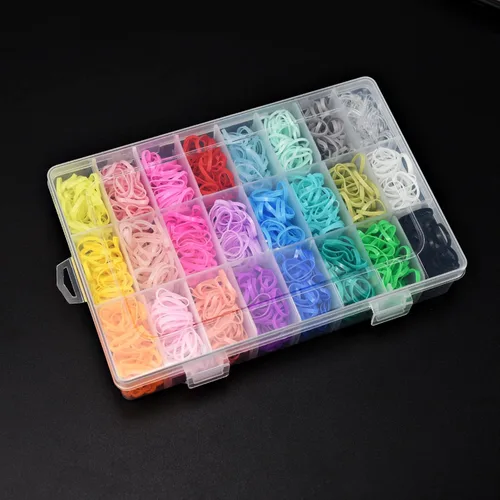 Vista 6 de 2000 bandas de goma para el cabello, ligas elásticas para el cabello coloridas con caja organizadora, mini lazos elásticos para el cabello