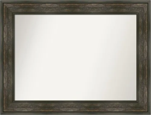 Vista 349 de Amanti Art Espejo de baño marrón para sobre fregadero, 26 x 26 pulgadas, espejo de tocador cuadrado marrón rústico Alexandria, marco de madera