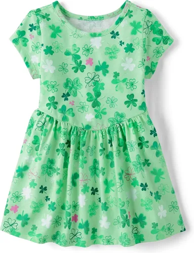 Vista 3 de The Children's Place, Vestido de moda de manga corta para niñas y niñas pequeñas