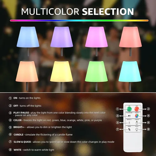 Vista 4 de Lámpara de pie para exteriores recargable por USB y solar Regulable RGB Blanco cálido LED para jardín Patio Redondo Base de 59 pulgadas Gris