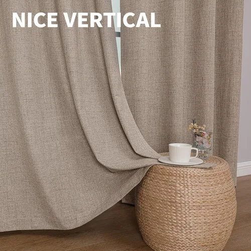 Vista 15 de CUCRAF - Juego de 2 paneles de cortinas de ventana con oscurecimiento total del 100%, de 54 pulgadas de largo, con aspecto de lino falso, cortinas