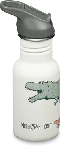 Klean Kanteen Botella de Agua Clásica para Niños de 12 oz con Tapa Deportiva Flip Seal y Pajita - Tapa 100% a Prueba de Fugas - Material de Acero
