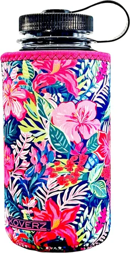Vista 50 de Funda de neopreno para botella de agua Koverz, funda de neopreno, se ajusta a botellas de agua de 24-30 oz, lavable y reutilizable, tamaño grande
