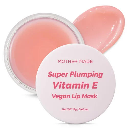 Máscara de dormir de labios vegana de vitamina E para labios secos, escamosos, agrietados, 0.46 oz | Bálsamo labial natural hidratante y nutritivo