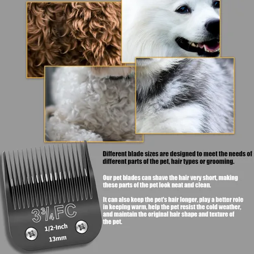 Vista 39 de Paquete de 6 cuchillas de acero desmontables para el aseo de perros, compatibles con Andis, Oster A5, Wahl KM-10, longitud de corte de 1/100 a 1/2