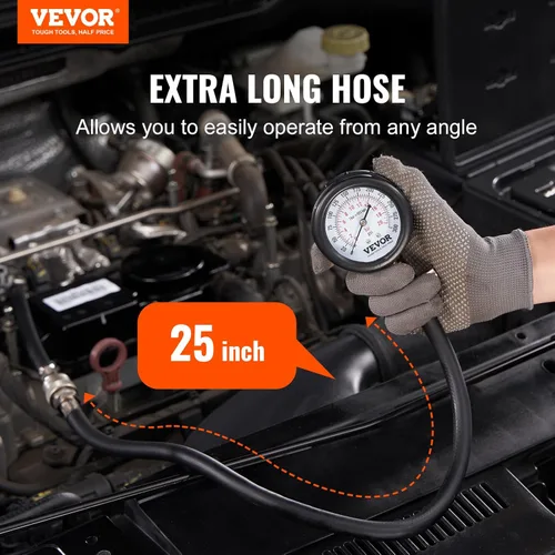 Vista 2 de Kit de adaptador de probador de compresión VEVOR, 9 piezas de prueba de compresión de fuga de cilindro de motor automotriz, medidor de presión