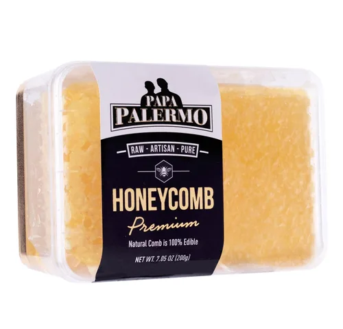Vista 7 de Papa Palermo Panal de Miel 100% Comestible, Completamente Natural, Panal Crudo Gourmet, Sin Aditivos, Sin Conservantes - 14 onzas