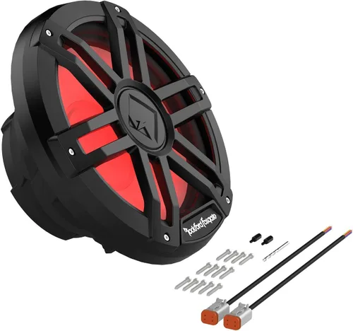 Vista 5 de Rockford Fosgate M1D2-12B Color Optix 12" DVC 2-Ohm Multicolor LED iluminado subwoofer marino - Negro