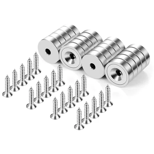 Vista 28 de Neosmuk Imanes, imán redondo súper fuerte con agujero en el centro para montaje en pared, imán de neodimio resistente con tornillo para pared