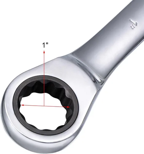 Vista 3 de uxcell Llave combinada de carraca de 1 pulgada SAE de 72 dientes y 12 puntos, llave de caja abierta de trinquete, herramientas Cr-V