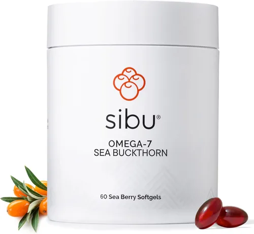 sibu Kit de inicio de cápsulas blandas de espino amarillo Omega-7 (60 unidades, suministro para 30 días) - Suplemento para piel, cabello, uñas