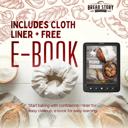 Vista 5 de Bread Story Cesta ovalada Banneton a prueba de pan, cesta ovalada a prueba de masa madre de 12 x 5.5 pulgadas con forro de tela, cuenco de brotforma