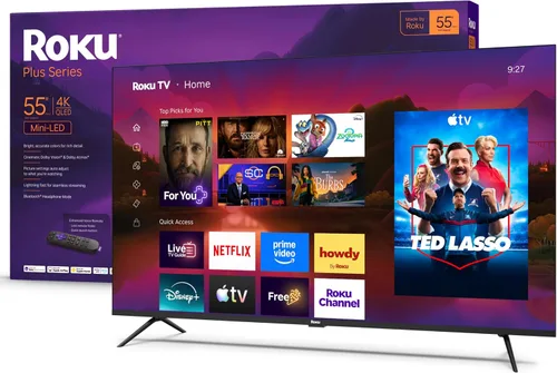 Roku 55-Inch Plus Series Smart TV - 4K QLED Mini-LED TV - RokuTV