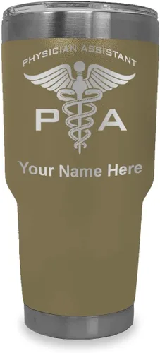 Vista 11 de LaserGram Vaso aislado al vacío de 20 onzas, asistente médico PA, grabado personalizado incluido (negro)
