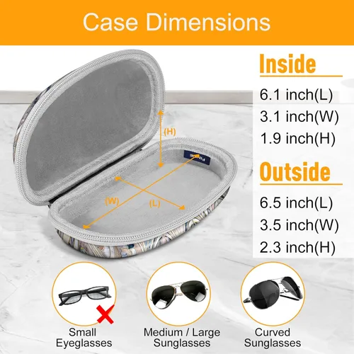 Vista 2 de Fintie Funda para lentes de sol con mosquetón, carcasa rígida a prueba de golpes, funda para gafas deportivas con cremallera de viaje